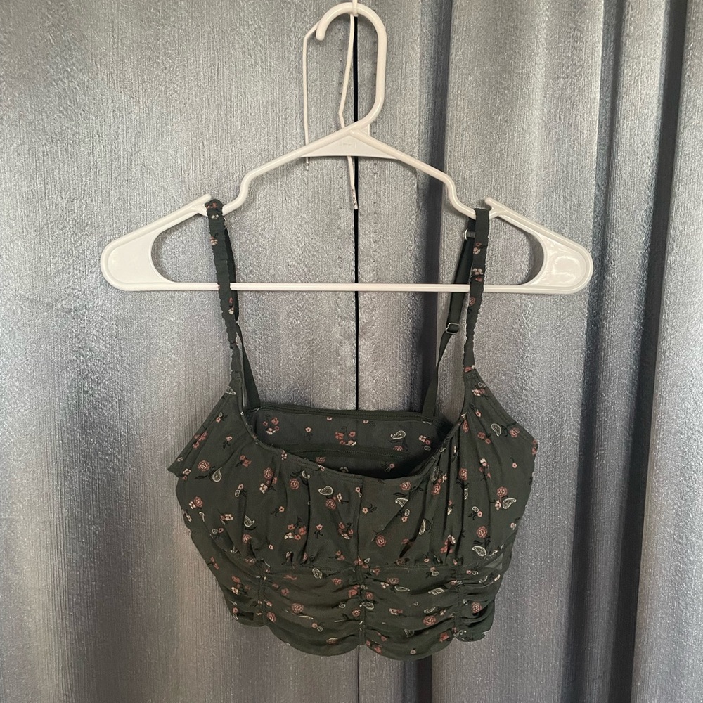 Floral Green Crop Top